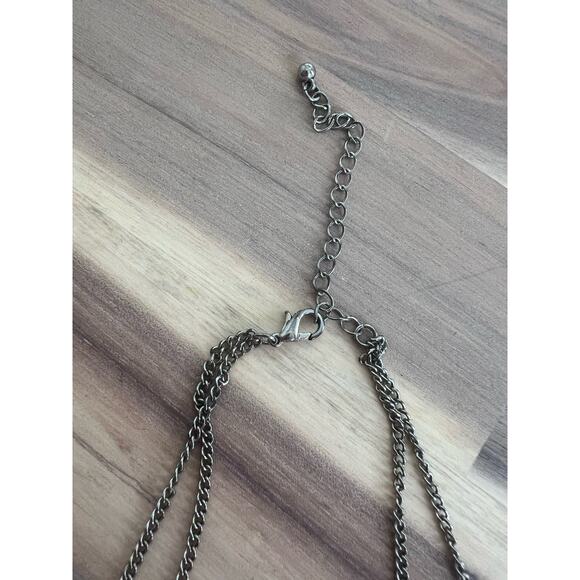 Vintage Black and Gold Tone Necklace Two Strands with Rondelle Beads - Picture 4 of 5